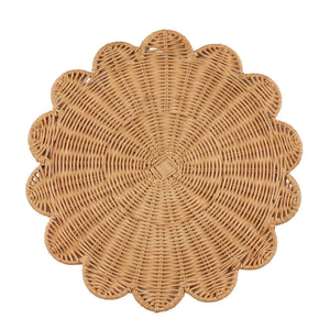 Scalloped Rattan Round Placemats