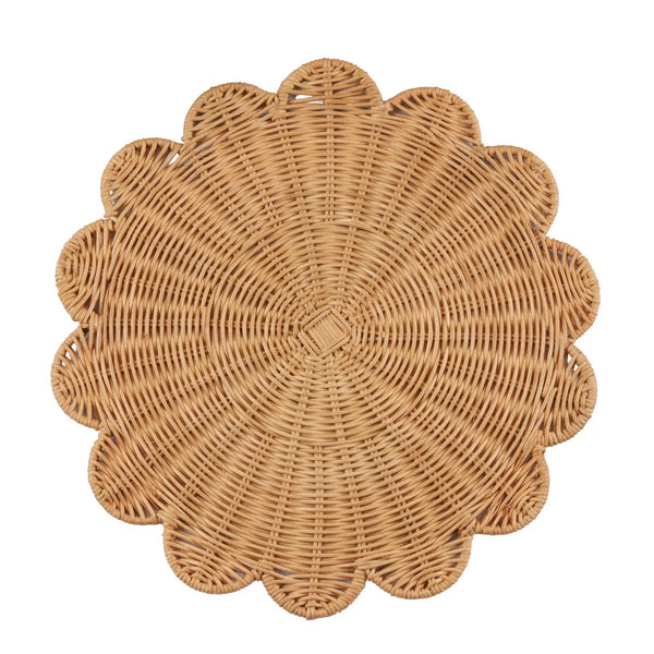 Scalloped Rattan Round Placemats
