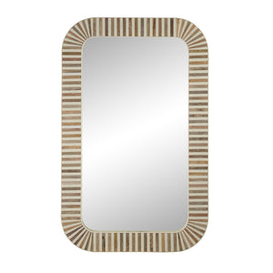 Wood and Bone Inlay Mirror
