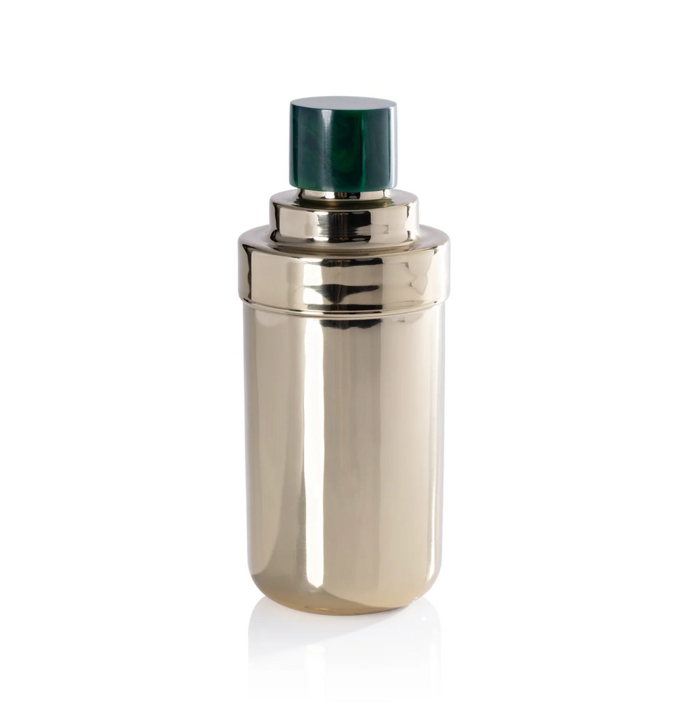 Spiga Cocktail Shaker- Gold with Green Accent