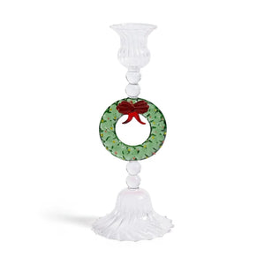 Holiday Wreath Taper Holder 9.25"
