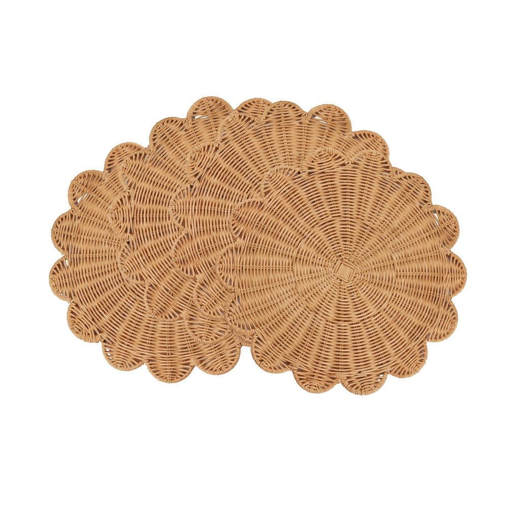 Scalloped Rattan Round Placemats
