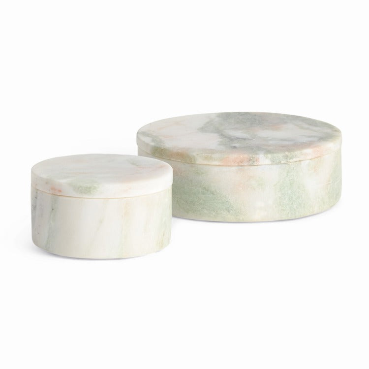 Johanna Marble Round Lidded Boexs, Set of 2