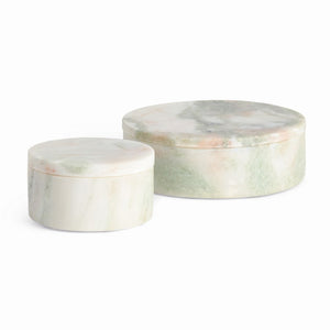 Johanna Marble Round Lidded Boexs, Set of 2