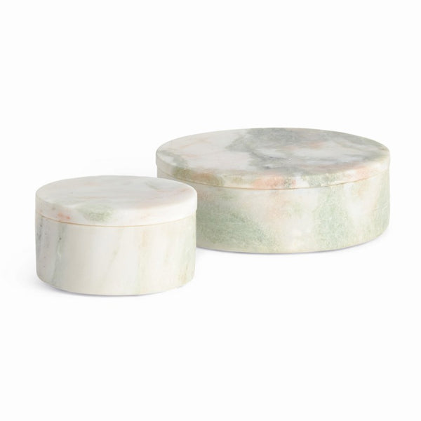 Johanna Marble Round Lidded Boexs, Set of 2