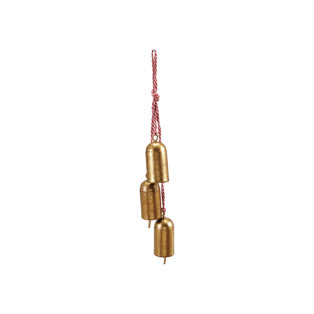 Hanging Metal Bells with Red and White Cord